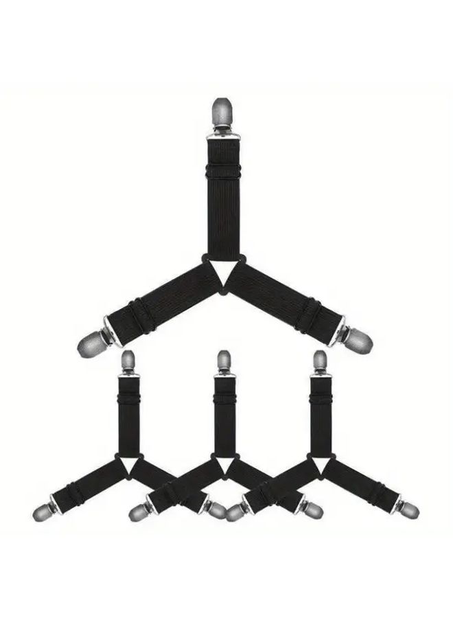 4pcs White Triangle Bed Sheet Clips Heavy Duty Adjustable No Drill Installation - Image 3