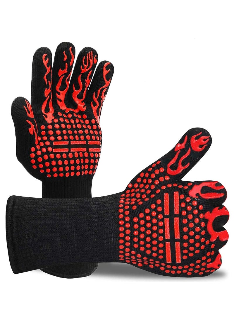 DubaiGallery Non-Slip Cotton BBQ Gloves Anti-Fire Heat and High Temperature Resistant Gloves for Oven and Grill - Image 2