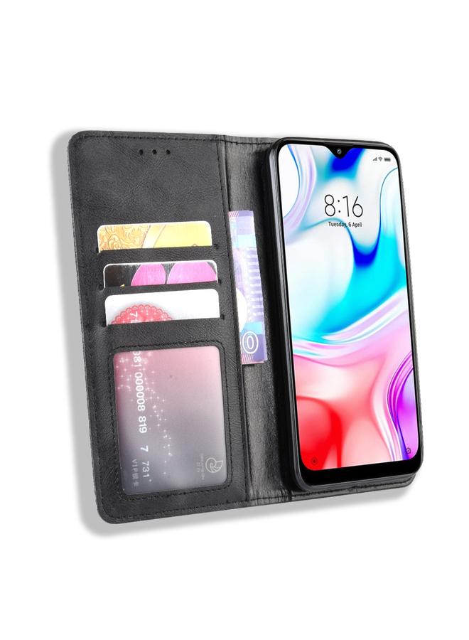 إيروريكس جراب لهاتف Xiaomi Redmi 8 بمشبك مغناطيسي بتصميم حصان مجنون بتصميم كلاسيكي، جراب جلدي قلاب أفقي مع حامل وفتحات للبطاقات وإطار للصور - Image 5