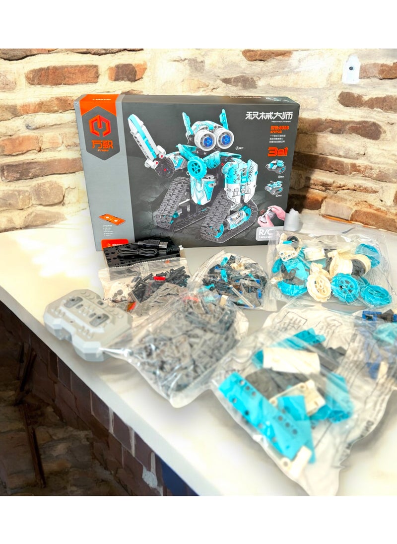 Master 3-in-1 RC Robot Blocks Model Toy Set (398PCS), App-Controlled STEM Educational Building Blocks, Car, Dog & Gripper Models, Creative DIY Toys for Kids  - Image 3