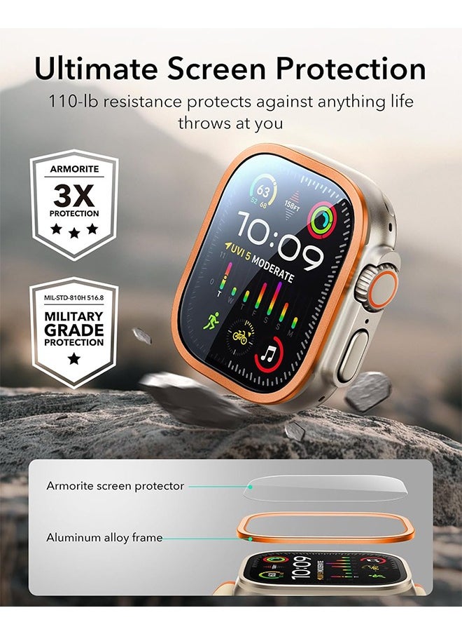 X-level - 2-Pack Screen Protector for Apple Watch Ultra 2/Ultra 49mm (2023/2022), Military Grade Protection, Aluminum Alloy Framed Tempered Glass - Image 1