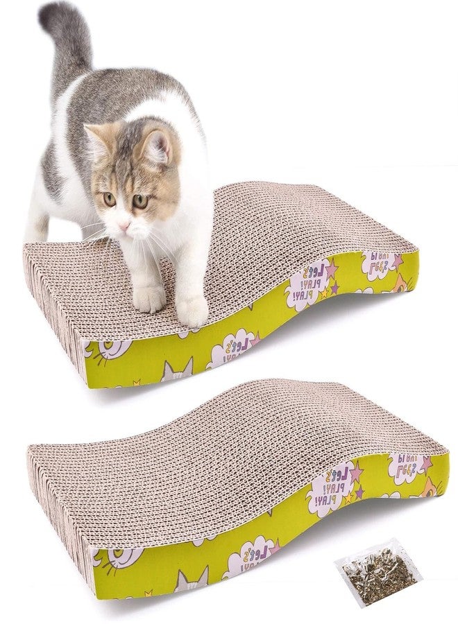 FOR YOUR PETS لوح خدش متين للقطط، قابل للعكس، مصنوع من الكرتون المموج، يحمي الأثاث، مزود بنعناع بري، على شكل حرف S، متين وصديق للبيئة، مناسب للقطط الصغيرة والكبيرة، 17.3 بوصة، عبوة من قطعتين - Image 1