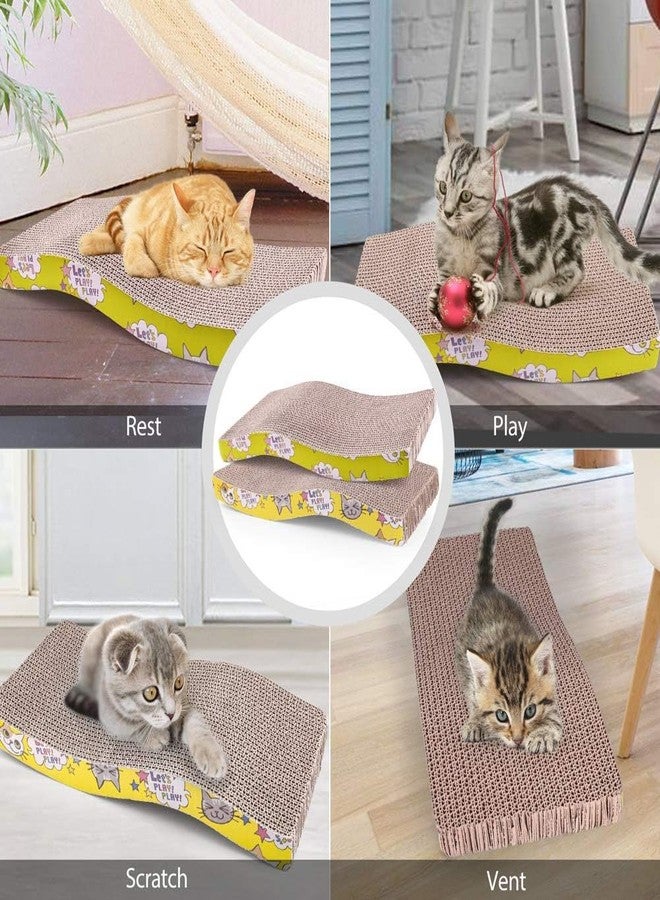 FOR YOUR PETS لوح خدش متين للقطط، قابل للعكس، مصنوع من الكرتون المموج، يحمي الأثاث، مزود بنعناع بري، على شكل حرف S، متين وصديق للبيئة، مناسب للقطط الصغيرة والكبيرة، 17.3 بوصة، عبوة من قطعتين - Image 4