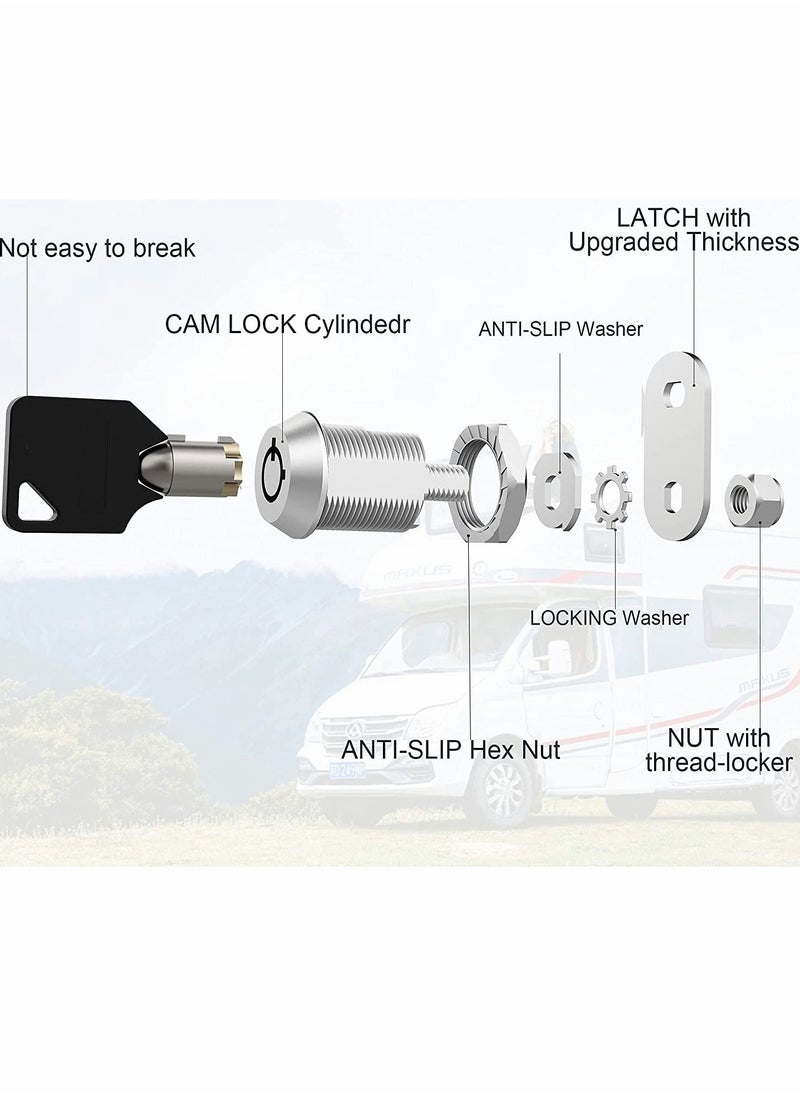 SYOSI - Cabinet Cam Lock Set 3 Pack 5/8 Inch Cylinder Locks Secure File Drawer Dresser RV Replacement Hardware Chrome Finish Zinc Alloy - Image 1