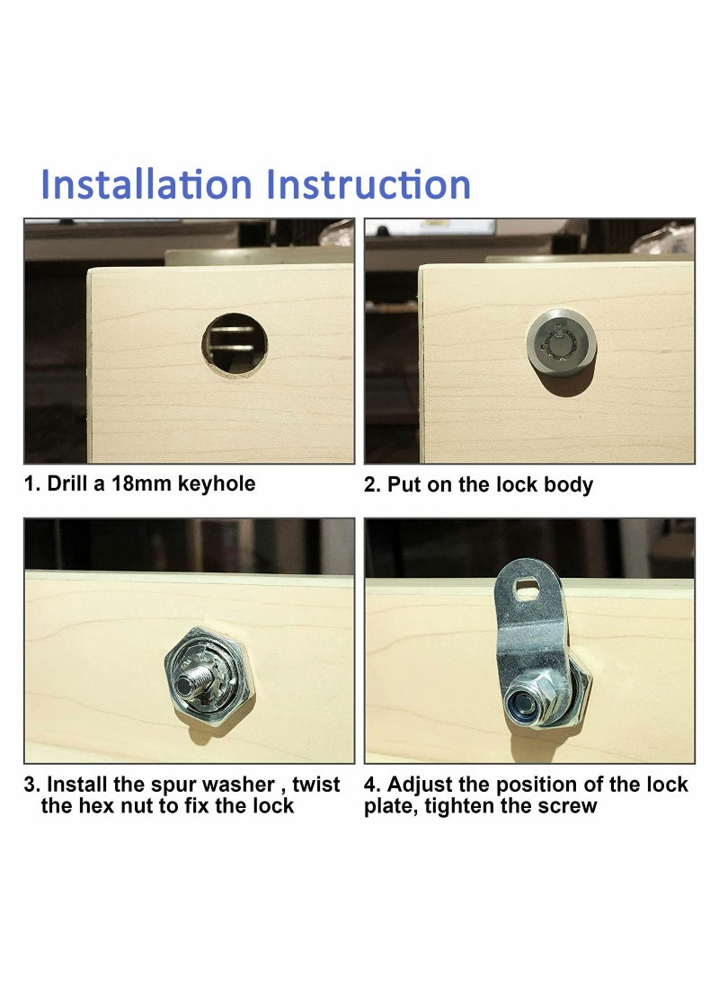 SYOSI - Cabinet Cam Lock Set 3 Pack 5/8 Inch Cylinder Locks Secure File Drawer Dresser RV Replacement Hardware Chrome Finish Zinc Alloy - Image 1