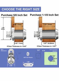 SYOSI Cabinet Cam Lock Set 3 Pack 5/8 Inch Cylinder Locks Secure File Drawer Dresser RV Replacement Hardware Chrome Finish Zinc Alloy  - Image 2