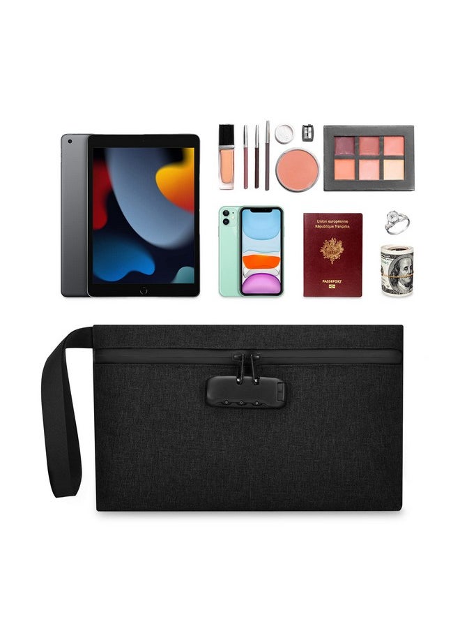 AMIR - Money Bag With Lock, Newest Security Money Bag For Cash, 13 X 8 Inches, Men & Women'S Locking Accessories Pouch For Travel, Bank Deposits, Wallet, Medicine, Phone And Credit Cards - Image 1