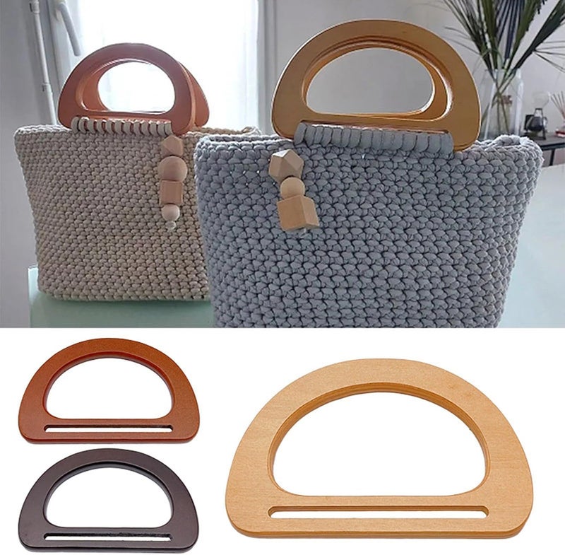 Wooden Bag Handles Replacement Purse Handbag Handle D Shape Purse Bags Accessories for Beach Crochet Handbag Decorative - Image 2
