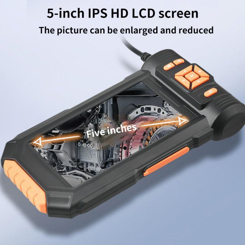 Endoscope Camera with Light, HD 1080P Borescope with 5'' LCD Screen 8 Adjustable LED Lights Bracket, Single-Lens Inspection Camera with 16.4ft Rigid Cord, Orange - Image 3