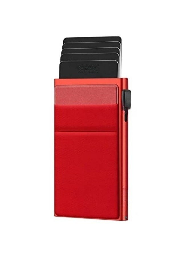 NIBEMINENT Slim Wallet for Men - Pop up Card Holder RFID Blocking Minimalist Business Credit Card Wallet with Money Pocket Metal Card Case for Notes and Coins and Debit Cards  - Image 1