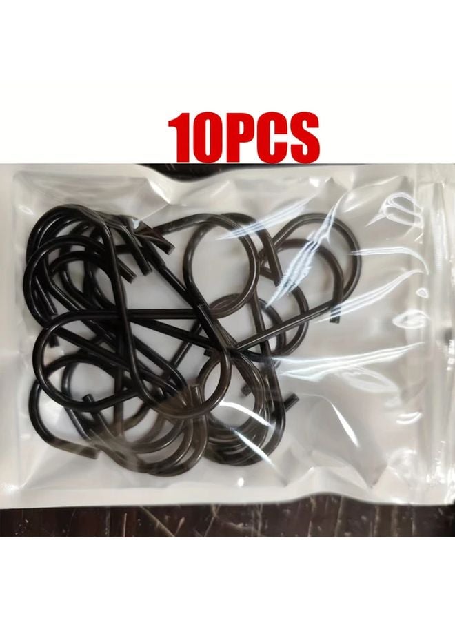 10pcs Black Heavy Duty Utility Hooks for Hanging Plants Wardrobes Gardens - Image 1