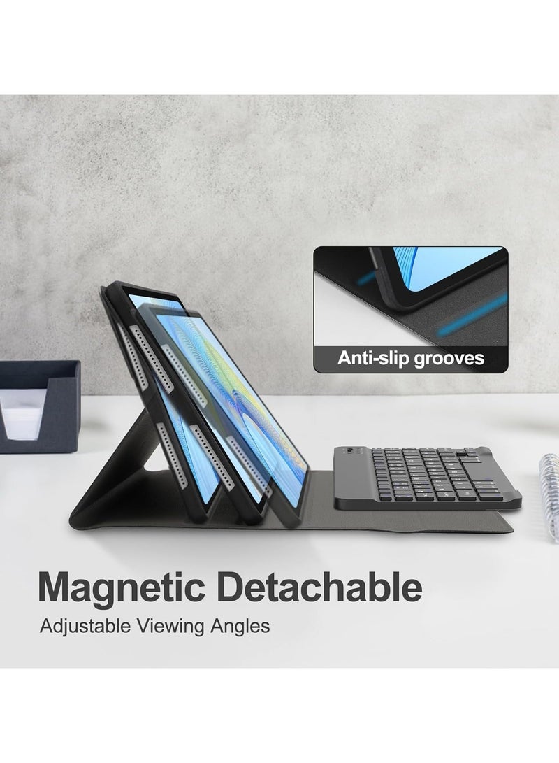 حافظة لوحة مفاتيح باللغتين العربية والإنجليزية متوافقة مع هونور بادكس 9 11.5 بوصة 2023 ، بلوتوث مغناطيسية لاسلكية قابلة للفصل غطاء جلد بولي يوريثان ممتاز - Image 2