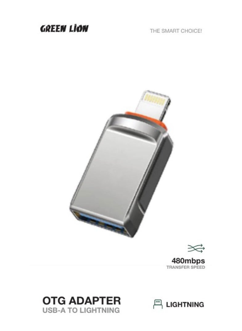 OTG Adapter USB 2.0 To Lightning / Wide Compatibility / Long term use / High-Speed Transmission / Zinc Alloy Shell / 480mbps Transfer Speed - Grey
