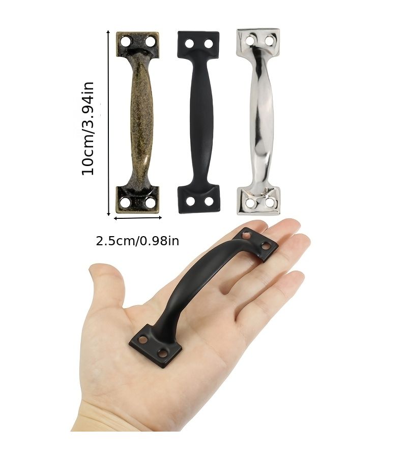3pc Bronze Barn Door Handles Rustic Farmhouse Cabinet Hardware Vintage Style Metal Pulls 4 Inch Long 3.2 Inch Hole Spacing for Cabinets Garages Closets Drawers Indoor Outdoor - Image 3