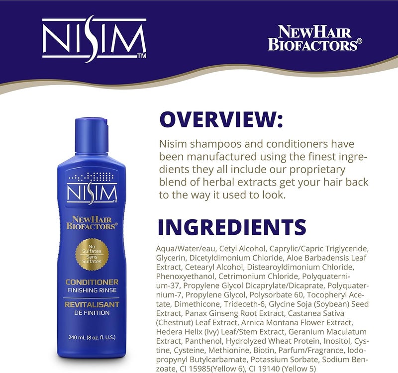 NISIM NewHair BioFactors Finishing Rinse Conditioner - 240 mL (8 oz) for Thicker, Fuller Hair - Image 2