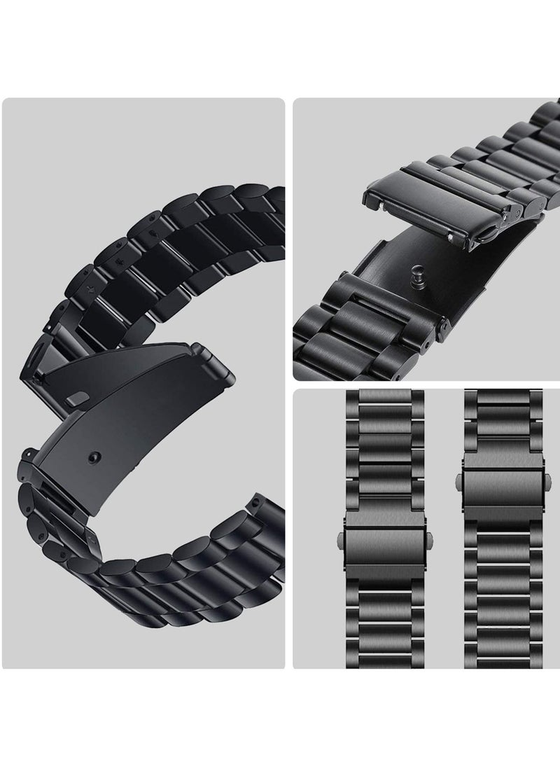 Band Compatible with Samsung Galaxy Watch 7 6 5 4 Band 40mm 44mm 45mm/Watch 6 4 Classic 42mm 46mm 43mm 47mm Metal Stainless Steel Bands Strap Men Women NOT for Galaxy Watch Ultra 47mm(2024) - Black - Image 4