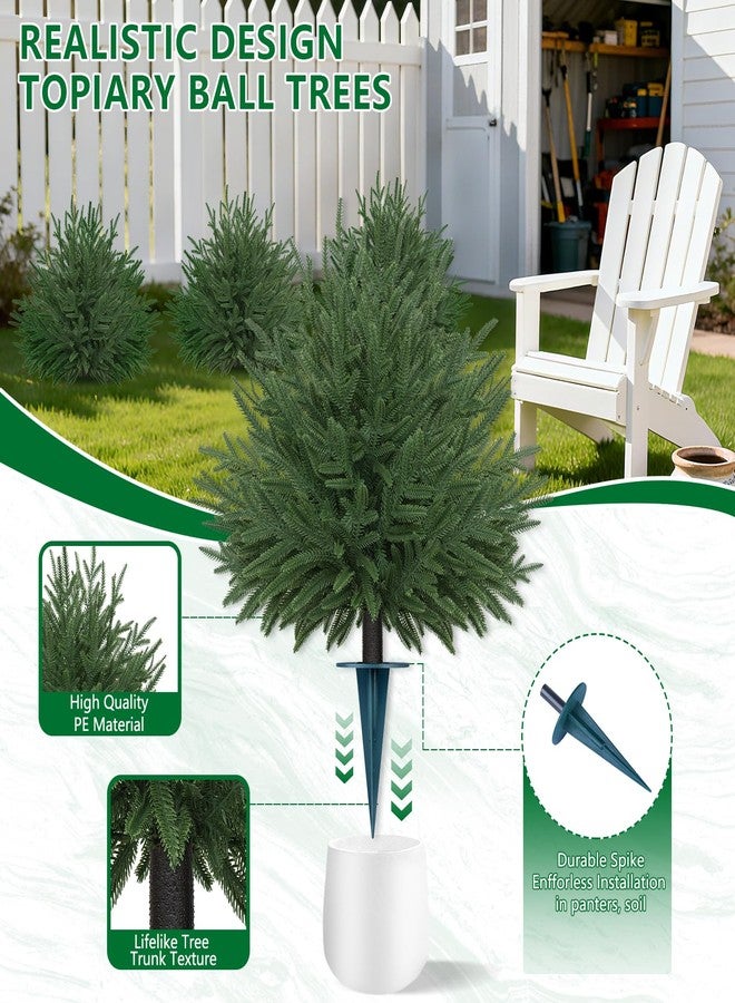 Grooy Artificial Norfolk Topiary Cedar Trees with Ground Spike, 2 Pieces Fake Pine Shrubs Bushes, UV Resistant Faux Evergreen Tree Plants for Indoor Outdoor Planters Front Porch - Image 4