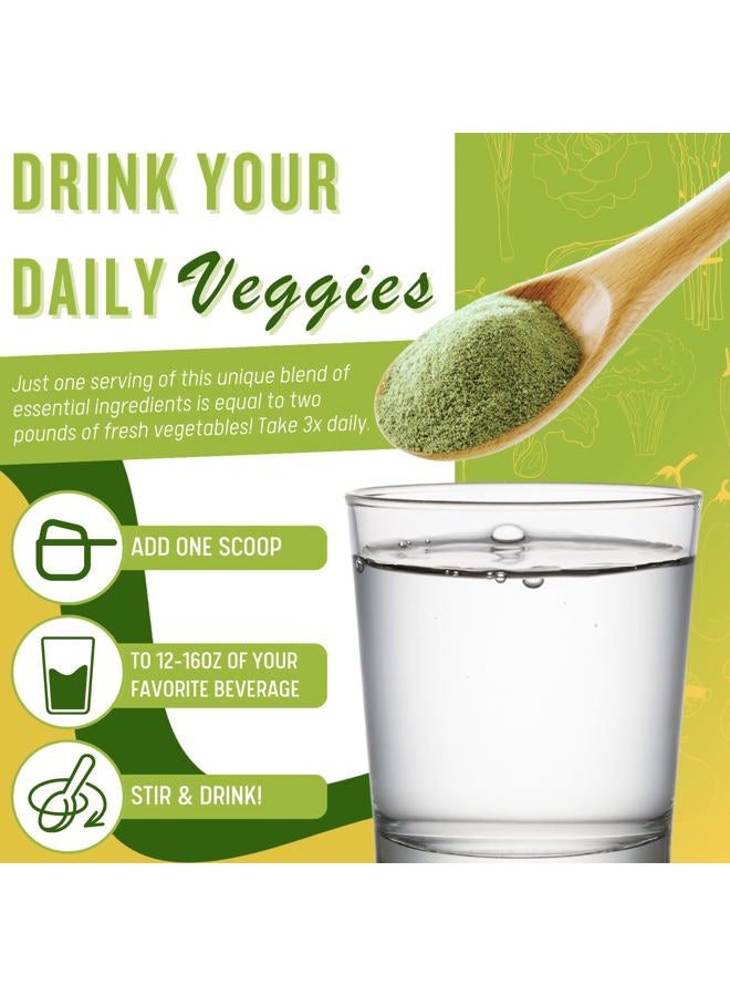, Ultimate Greens with MSM Powder, Vegan Friendly Natural Ingredients Gluten Soy Free NO GMO Superfood Vegetable Nutritional Drink Alkalizing Energy 8oz 1 Pack (1 Month Supply)