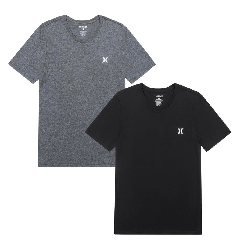 Hurley Mens 2 Pack Crewneck SS Tee Shirt BlackGrey Large - Image 2