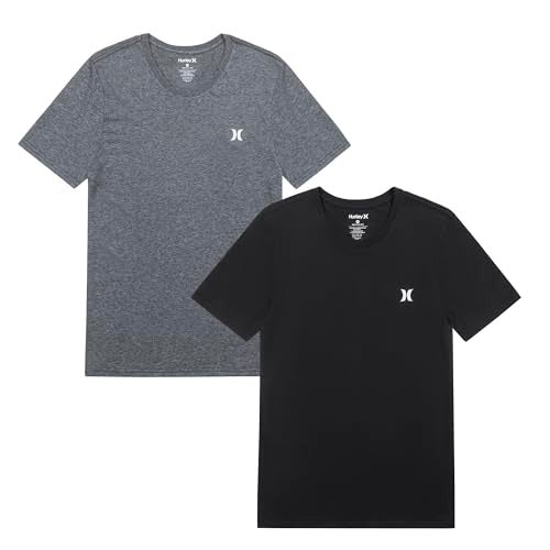 Hurley Mens 2 Pack Crewneck SS Tee Shirt BlackGrey Large - Image 1