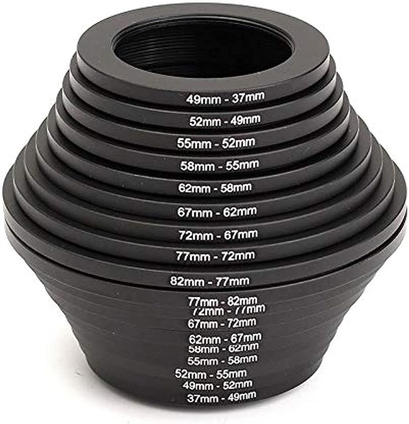 eWINNER Step Up Down Ring Filter Adapter Set 37 49 52 55 58 62 67 72 77 82mm (18 Pcs) - Image 1