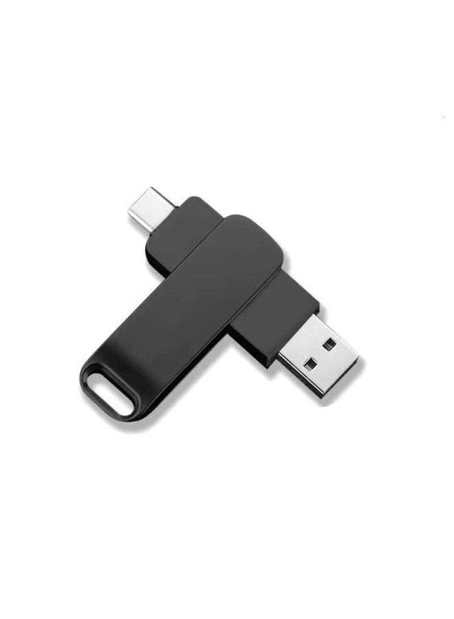 Metal Rotating USB Flash Drive Printed Logo Type-c Mobile Phone USB Computer High Speed 16GB Large Capacity Gift Wholesale - Color: Black USB3.0 - Capacity: 16GB - Image 1