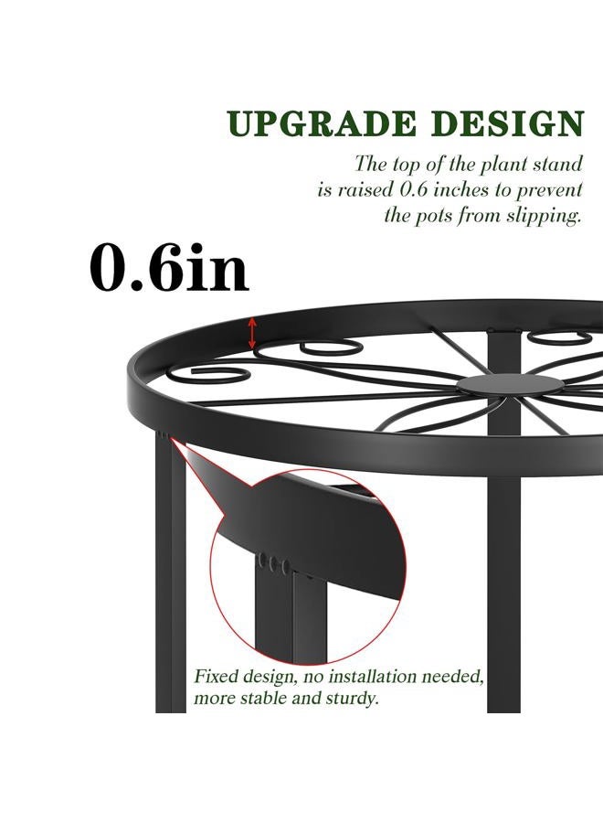 RANRTI 5-Pack Decent Metal Plant Stand Indoor, Assembly Free Plant Stands for Multiple Plants Outdoor, Anti-Rust Flower Display Stand, Corner Plant Shelf for Home Patio Gardening Decor (Black) - Image 3