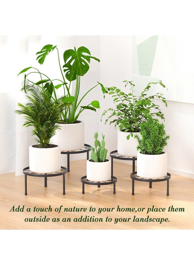 RANRTI 5-Pack Decent Metal Plant Stand Indoor, Assembly Free Plant Stands for Multiple Plants Outdoor, Anti-Rust Flower Display Stand, Corner Plant Shelf for Home Patio Gardening Decor (Black) - Image 5