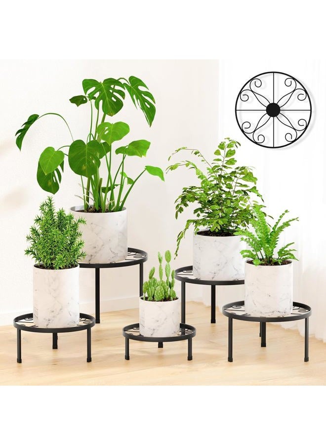RANRTI 5-Pack Decent Metal Plant Stand Indoor, Assembly Free Plant Stands for Multiple Plants Outdoor, Anti-Rust Flower Display Stand, Corner Plant Shelf for Home Patio Gardening Decor (Black) - Image 1
