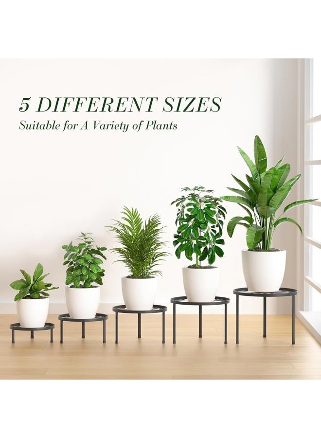 RANRTI 5-Pack Decent Metal Plant Stand Indoor, Assembly Free Plant Stands for Multiple Plants Outdoor, Anti-Rust Flower Display Stand, Corner Plant Shelf for Home Patio Gardening Decor (Black) - Image 2