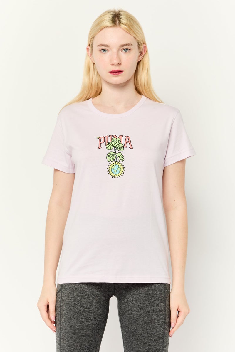PUMA بلوزة نسائية بقصة عادية بأكمام قصيرة للخارج، لافندر - Image 1