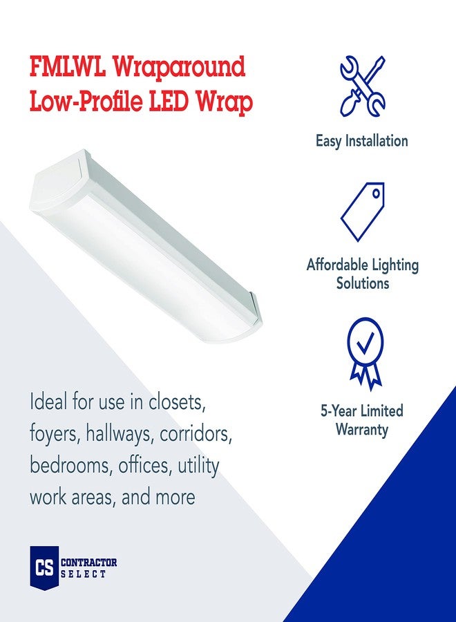 Lithonia Lighting 2 Foot LED Light Fixture, Low-Profile LED Wraparound Flush Mount Ceiling Light, 4000K Cool White, 120V, 24-Inch (FMLWL 24 840) - Image 2