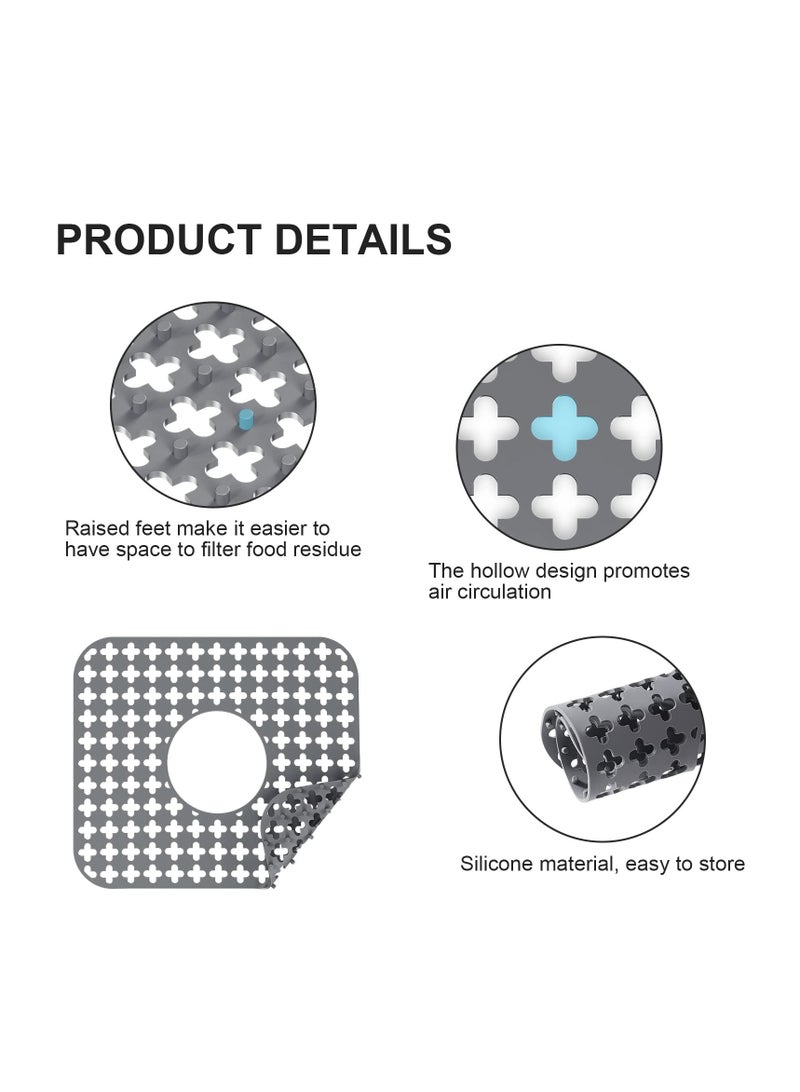 SOLARAE Sink Mats for Bottom of Kitchen Sink, PVC Eco-friendly Sink Protectors for Kitchen Stainless Steel Sink, Quick Draining Dish Drying Mat, Heat Resistant, Dark Grey, 1 PACK [14.17*11.81in] - Image 5