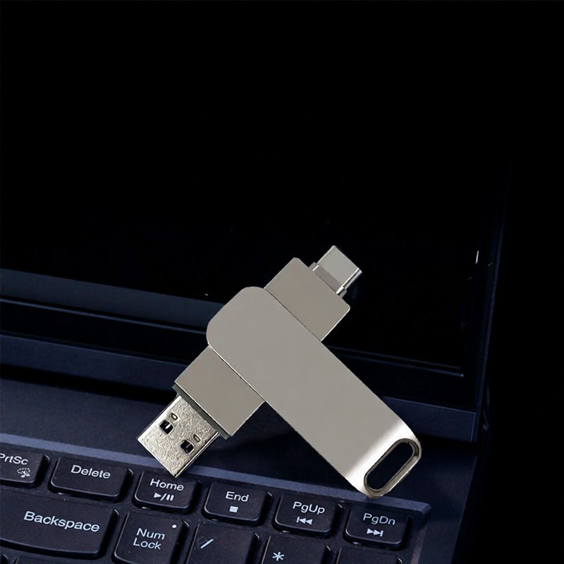 محرك فلاش مزدوج USB-C/USB مع أداة تخزين فلاش مزدوج USB 3.2 ونوع C، سرعة عالية تصل إلى 150 ميجابت في الثانية، وحماية دوارة بزاوية 360 درجة، للاستخدام المزدوج على الهواتف المحمولة والأجهزة الحاسوبية - Image 3