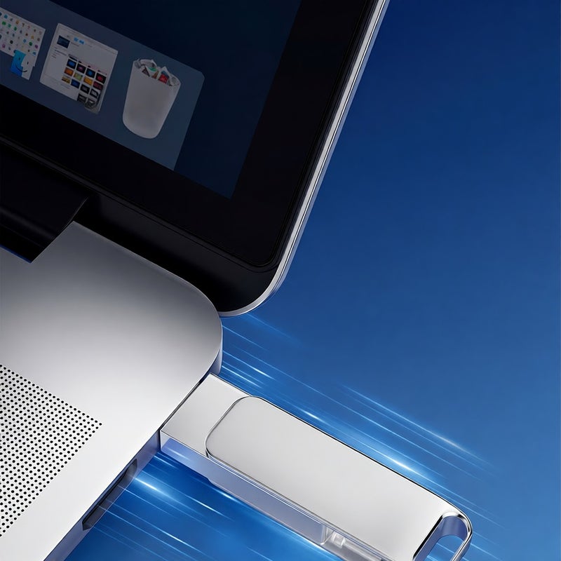 محرك فلاش مزدوج USB-C/USB مع أداة تخزين فلاش مزدوج USB 3.2 ونوع C، سرعة عالية تصل إلى 150 ميجابت في الثانية، وحماية دوارة بزاوية 360 درجة، للاستخدام المزدوج على الهواتف المحمولة والأجهزة الحاسوبية - Image 5