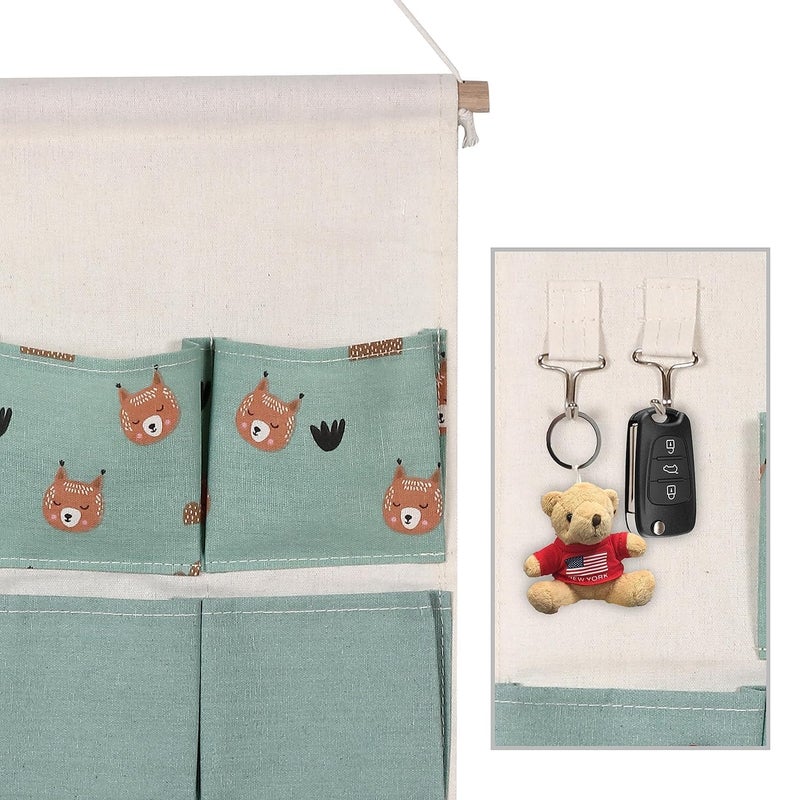 MVM Enterprise 7 Pockets Hanging Organizer Bag Cotton Linen Wall Door Hanging Storage Bag Wall Closet Organizer with Hook - Image 5
