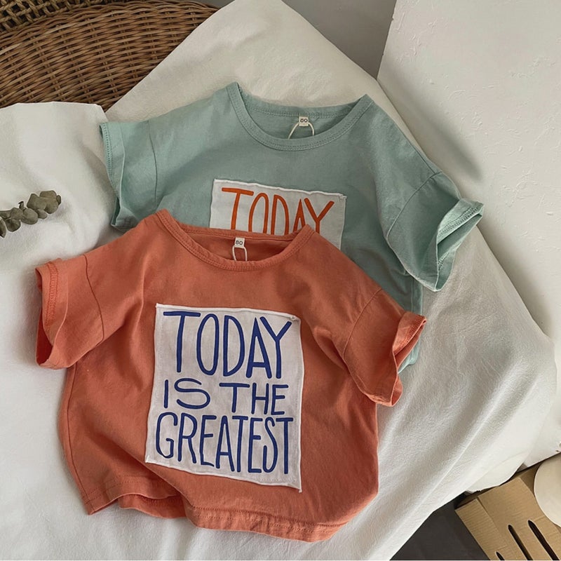 A Very Fashionable T-Shirt ~ Children'S Baby Cloth Embroidered Printed Letters Color Short Sleeve Jacket For Boys And Girls - Image 3