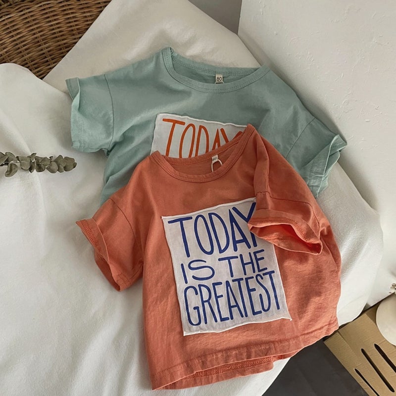 A Very Fashionable T-Shirt ~ Children'S Baby Cloth Embroidered Printed Letters Color Short Sleeve Jacket For Boys And Girls - Image 4