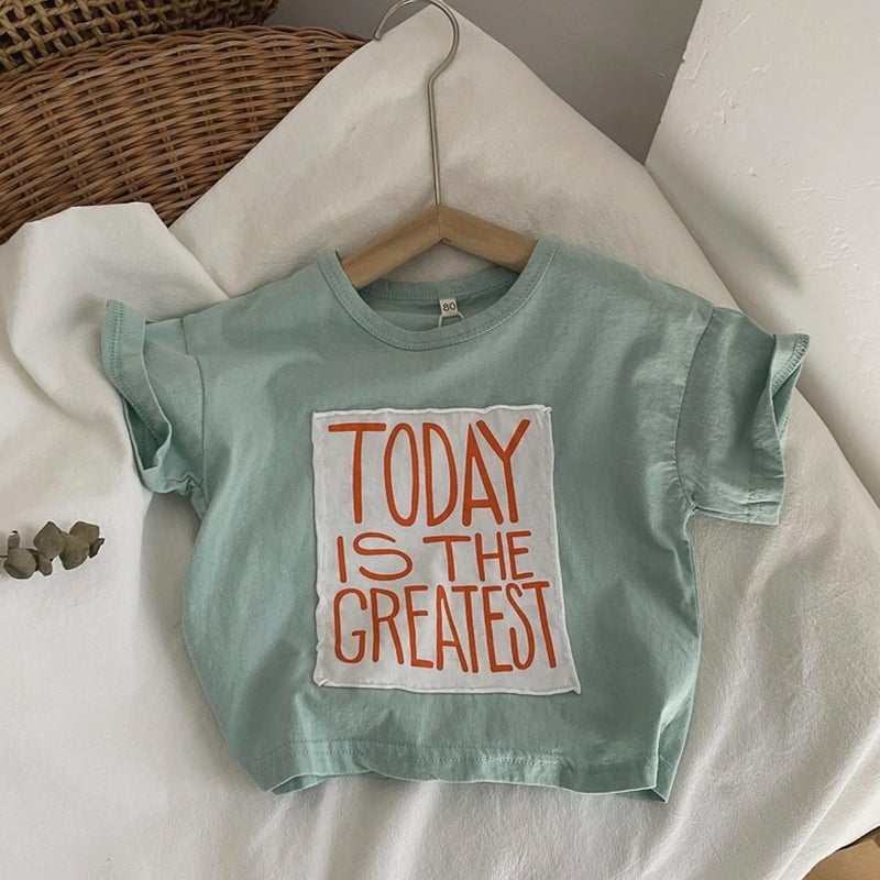 A Very Fashionable T-Shirt ~ Children'S Baby Cloth Embroidered Printed Letters Color Short Sleeve Jacket For Boys And Girls - Image 5