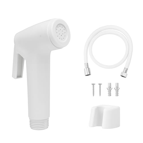 WOYO White ABS Health Faucet Set for Bathroom | Jet Spray with 1.2-Metre Ultra Flexible PVC Hose | Toilet Shower Spray, Bidet Use, and Bathroom Cleaning – Set of 1 (Style-3) - Image 1