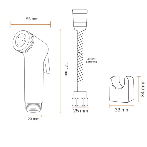 WOYO White ABS Health Faucet Set for Bathroom | Jet Spray with 1.2-Metre Ultra Flexible PVC Hose | Toilet Shower Spray, Bidet Use, and Bathroom Cleaning – Set of 1 (Style-3) - Image 2