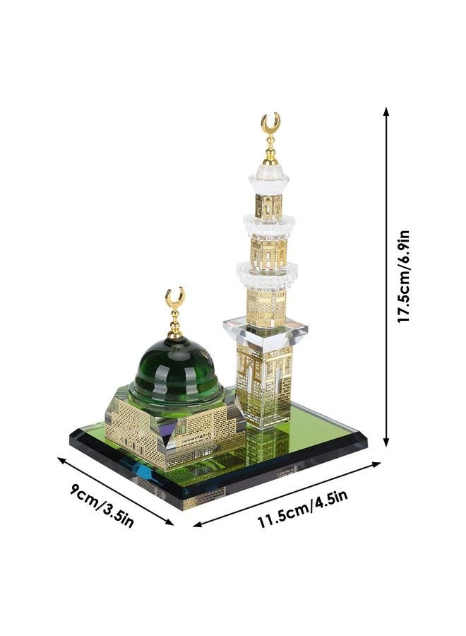 HOMESTAR Muslim Decor Model, Muslim Crystal Kaaba Dome Mosque Model Islamic Architecture Handicraft Crystal Collectible Figurines for Car Home Desktop Decoration - Image 2