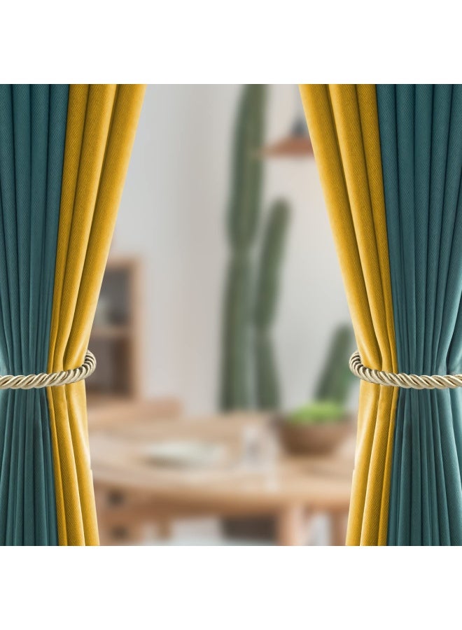 Curtain Tiebacks  Rope Tie Backs for Curtains 2 Pack  Decorative Handmade Curtain Holdbacks with 2 Metal Screw Hooks for Home Bedroom Office  Gold  - Image 4
