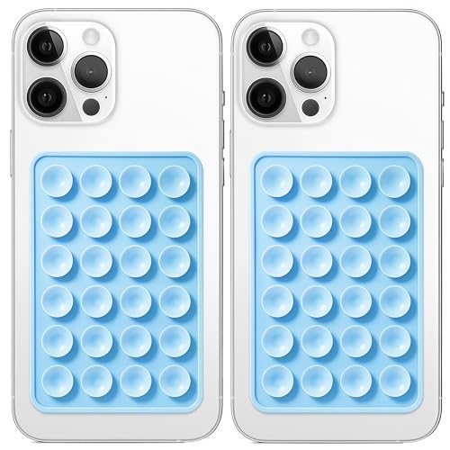 Galundge 2 Pack Silicone Suction Phone Case Mount, Non Slip Sticky Grip for Cellphone, Silicon Adhesive Suction Cup Mount, Strong Grip Holder for Selfies and Videos (Baby Blue) - Image 1