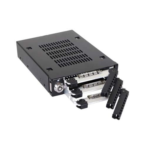 ICY DOCK Triple 3 Bay 2.5 inch SAS/SATA HDD & SSD Mobile Rack Enclosure for External 3.5” Drive Bay | ToughArmor MB993SK-B - Image 1