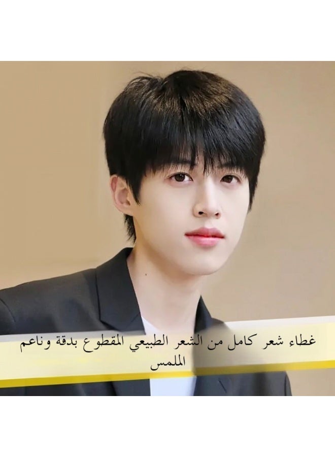 100% شعر بشري وشاح الرجال القصير وشاح الشعر على الطراز الحديث وشاح آلي كامل وشاح عصري للرجال - Image 2