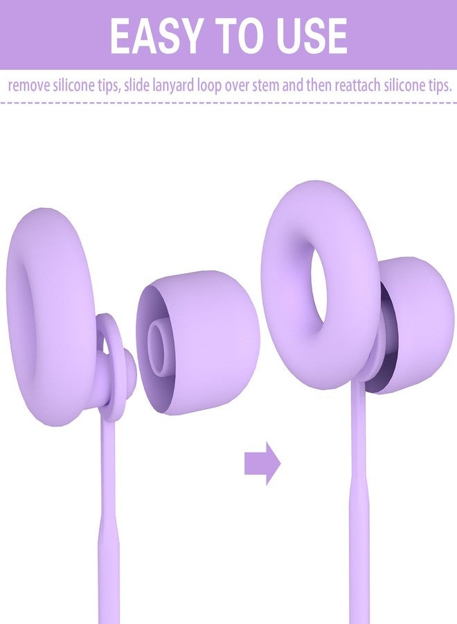 Kasiden Earplug Lanyard [2 pcs] with Magnetic Tug-Resistant Safety Cord, Flexible Silicone Lanyard with Most Earplugs with Removable Tips Compatible(Light Purple) - Image 2