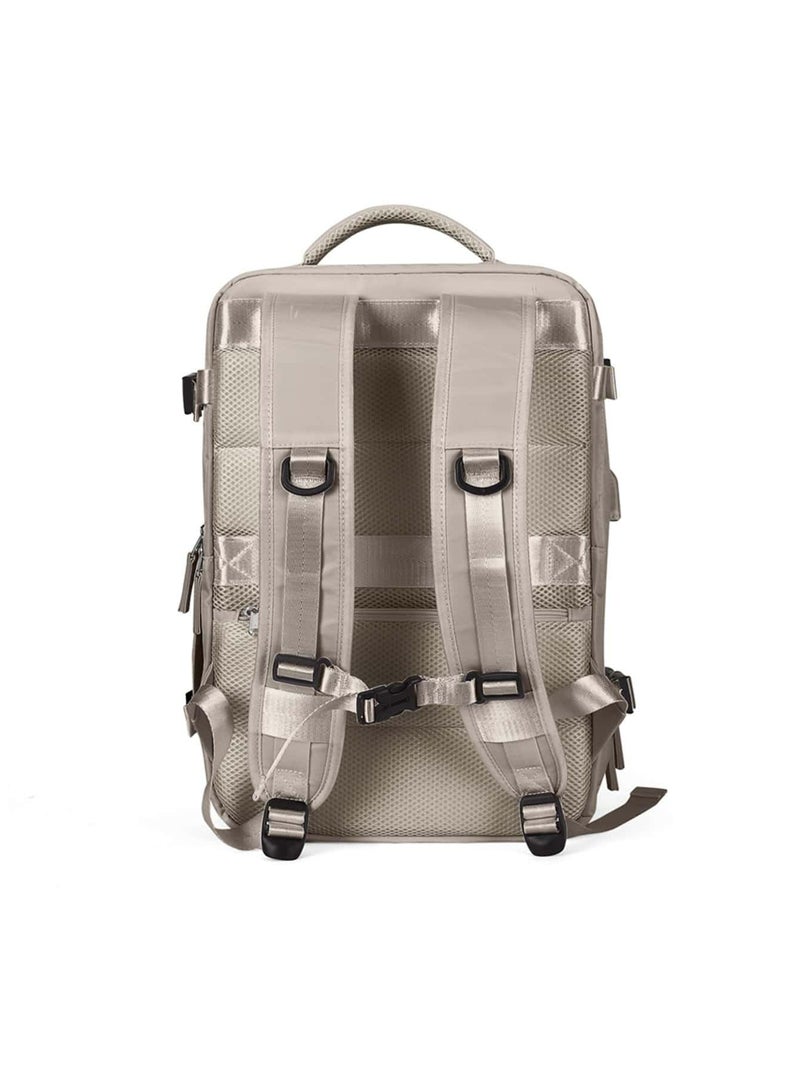 The Purple Tree BloomShell Urban Pack 40L Multipurpose Waterproof Backpack with Shoe Compartment, Anti-Theft Pocket, Wet & Dry Separation – Travel, Gym, Office Laptop Bag for Women & Girls (BEIGE) - Image 3