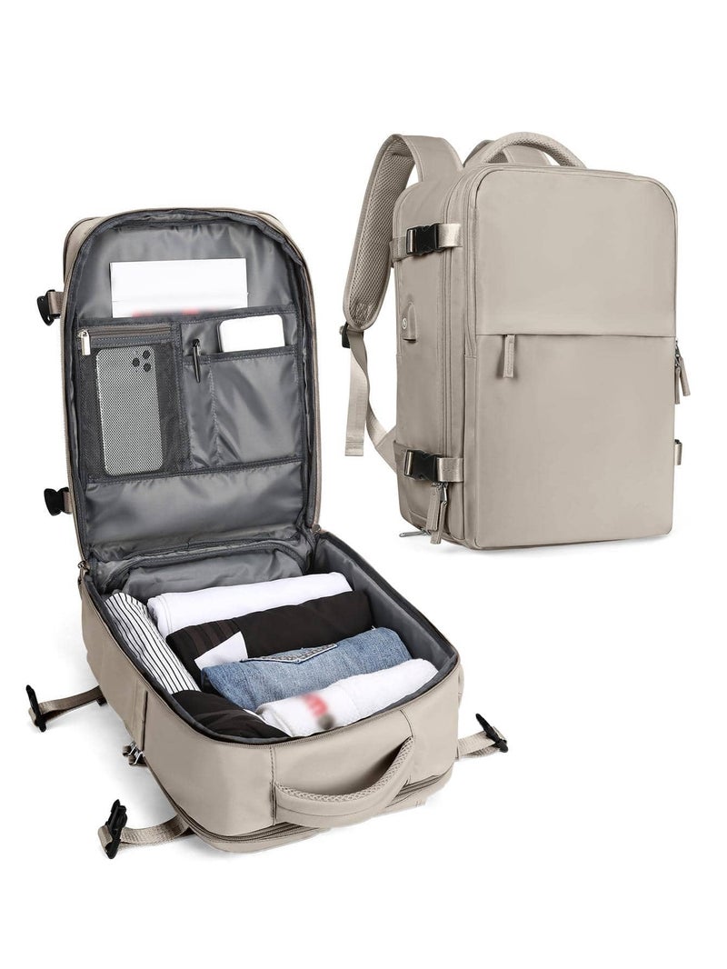 The Purple Tree BloomShell Urban Pack 40L Multipurpose Waterproof Backpack with Shoe Compartment, Anti-Theft Pocket, Wet & Dry Separation – Travel, Gym, Office Laptop Bag for Women & Girls (BEIGE) - Image 4