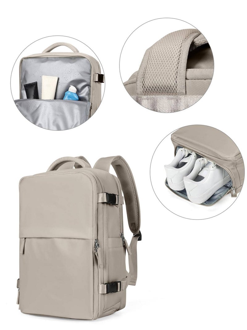 The Purple Tree BloomShell Urban Pack 40L Multipurpose Waterproof Backpack with Shoe Compartment, Anti-Theft Pocket, Wet & Dry Separation – Travel, Gym, Office Laptop Bag for Women & Girls (BEIGE) - Image 2